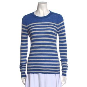 Cashmere crewneck with stripes sparkle embellishments
